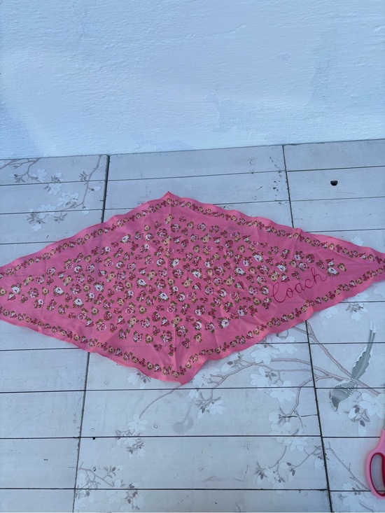 Coach Accessories - Coach Pink Floral Square Silk Scarf